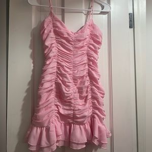 lucy in the sky pink ruffle homecoming dress